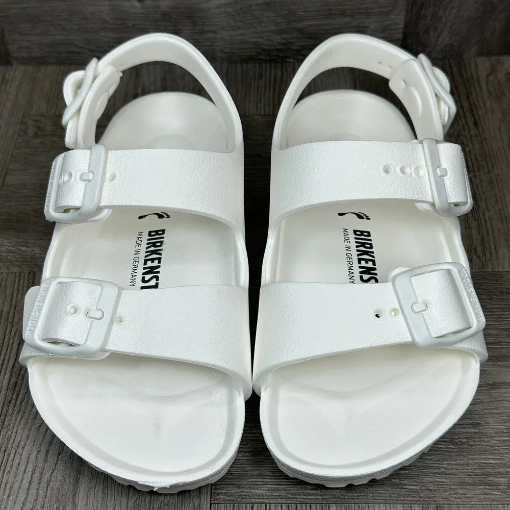 Birkenstock Milano‎ Eva Sandals Kids 10 White EVA Waterproof Backstrap NEW